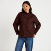 Blouse ample col montant manches longues marron fonc&eacute; femme