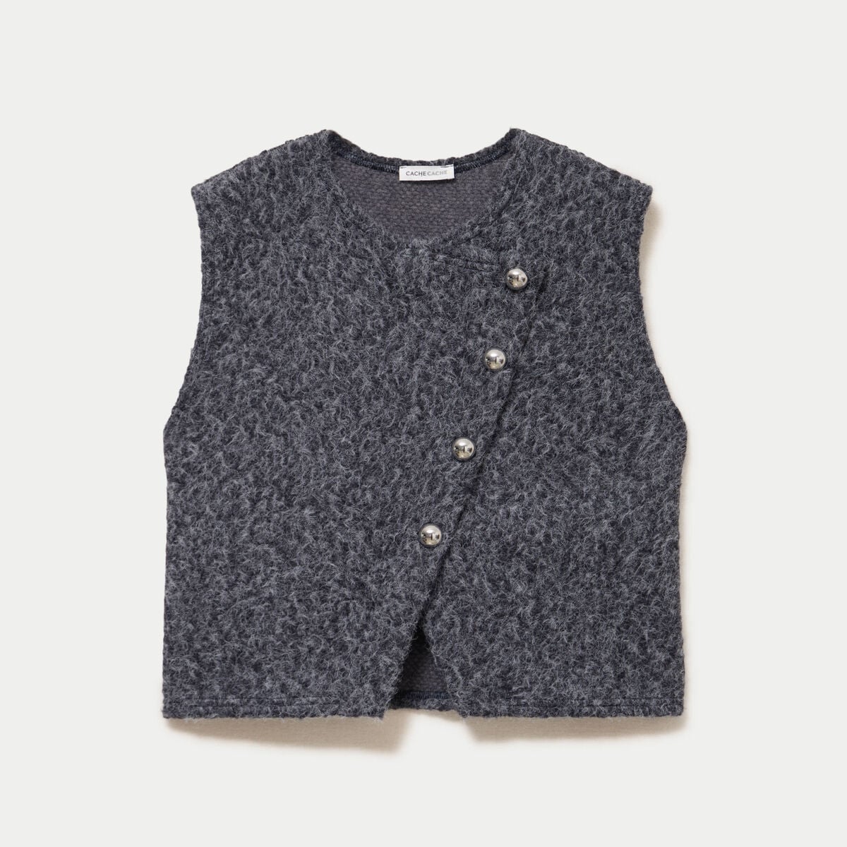Gilet sans manches gris fonc&eacute; femme