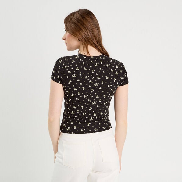 t shirt manches courtes ajuste noir femme T-shirt manches courtes ajusté noir femme