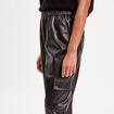 Pantalon cargo simili cuir noir femme