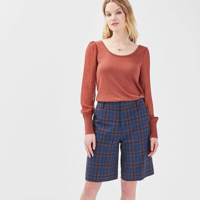 Bermuda droit bleu clair femme