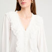 Blouse avec volants ecru femme