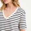 T-shirt oversize col en V bleu foncé femme