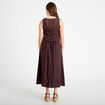 Robe longue bi-mati&egrave;re col rond marron fonc&eacute; femme