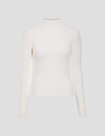 Pull avec col montant ecru femme