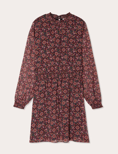 Robe évasée taille smockée rose femme