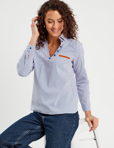 Blouse manches longues bleu femme