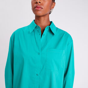 Chemise manches longues vert menthe femme