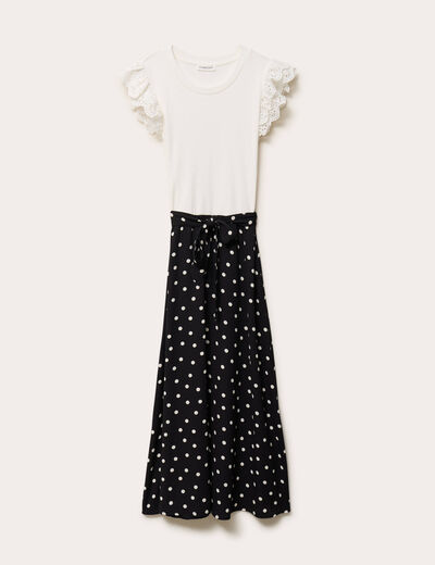 Robe longue bi-mati&egrave;re noir femme