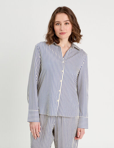 Chemise manches longues bleu marine femme