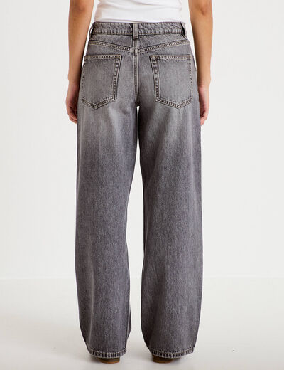 Jean wide leg taille basse denim gris femme