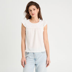 Blouse sans manches blanc femme