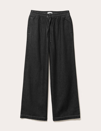Jeans large taille élastiquée denim brut femme