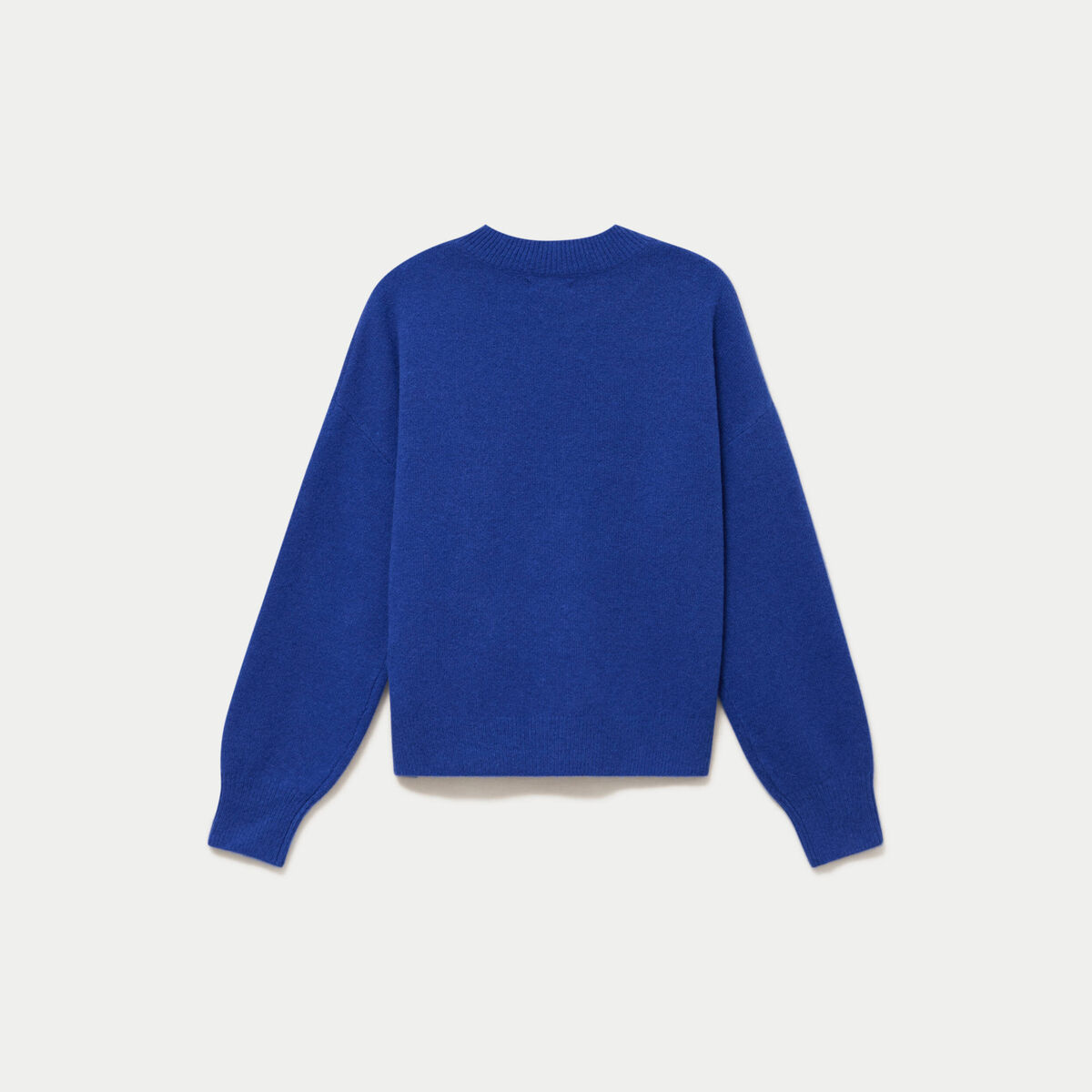 Pull col rond bleu electrique femme