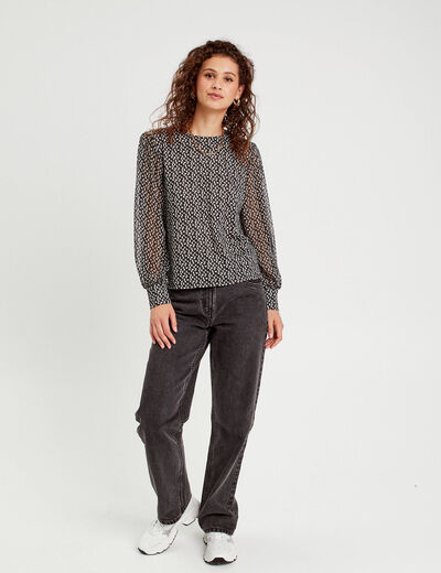 Blouse manches bouffantes noir femme
