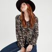 Blouse nouée manches longues noir femme