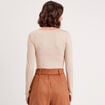 T-shirt thermique col en V plumetis sable femme