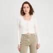 Gilet noeuds devant ecru femme