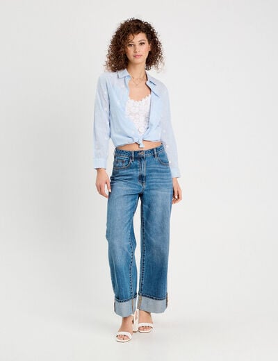Débardeur cropped dentelle blanc femme