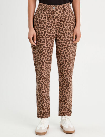 Pantalon mom slim beige femme