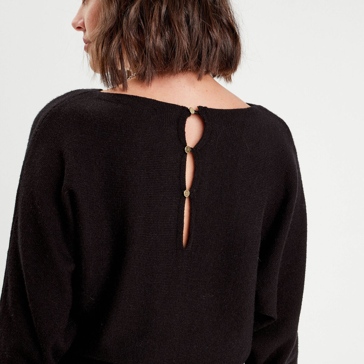 Pull manches chauves-souris noir femme