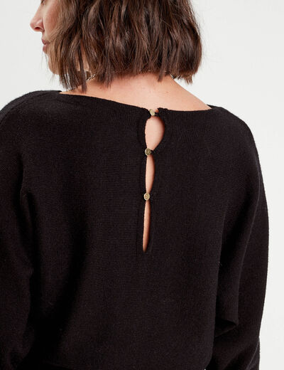 Pull manches chauves-souris noir femme