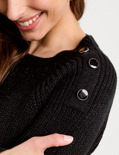 Pull manches longues noir femme
