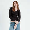T-shirt manches longues 2-en-1 noir femme