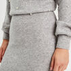 Jupe tricot midi droite gris clair femme