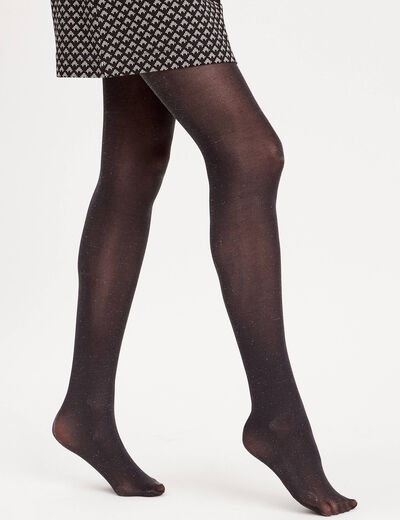 Collants fils métallisés noir femme