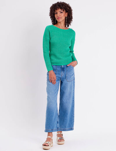 Pull manches longues vert femme