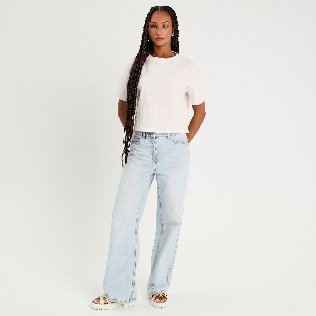 T-shirt manches courtes ecru femme