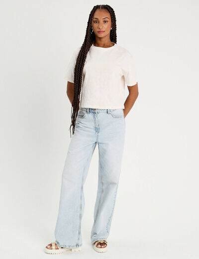 T-shirt manches courtes ecru femme