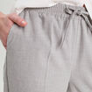Pantalon large taille haute gris clair femme
