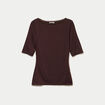T-shirt ajust&eacute; manches courtes marron fonc&eacute; femme