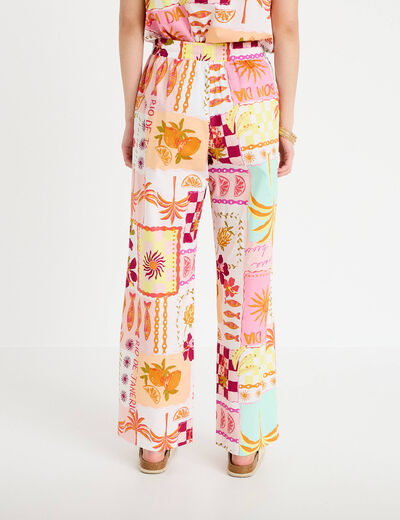 Pantalon large taille standard blanc femme