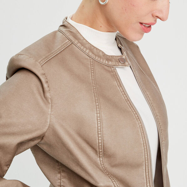 veste ajustee simili cuir sable femme Veste ajustée simili cuir sable femme