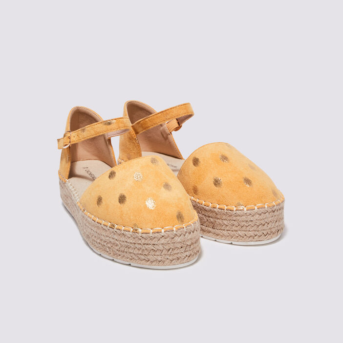Espadrilles plates compensées jaune clair femme