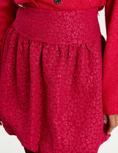 Jupe courte effet boule doubl&eacute;e rouge clair femme