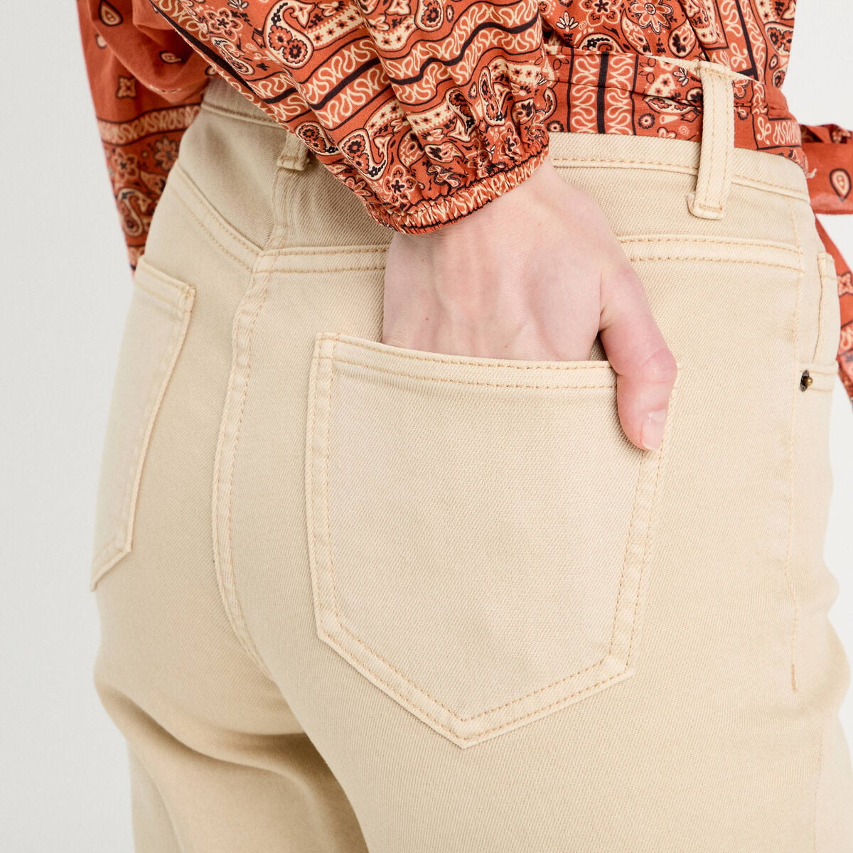 Pantalon flare 7/8&egrave;me marron clair femme