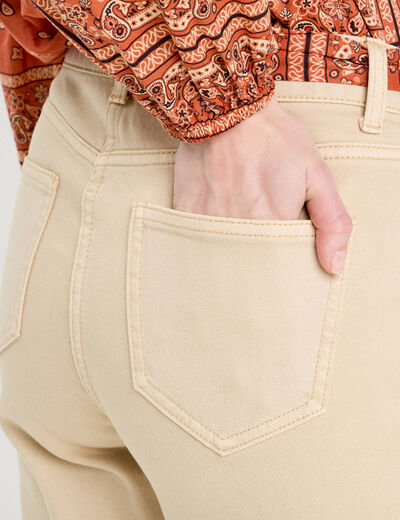 Pantalon flare 7/8ème marron clair femme