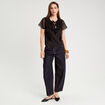 Blouse volants noir femme