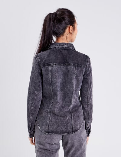 Chemise manches longues denim gris femme
