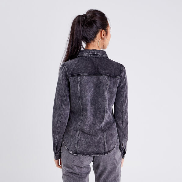 chemise manches longues denim gris femme Chemise manches longues denim gris femme