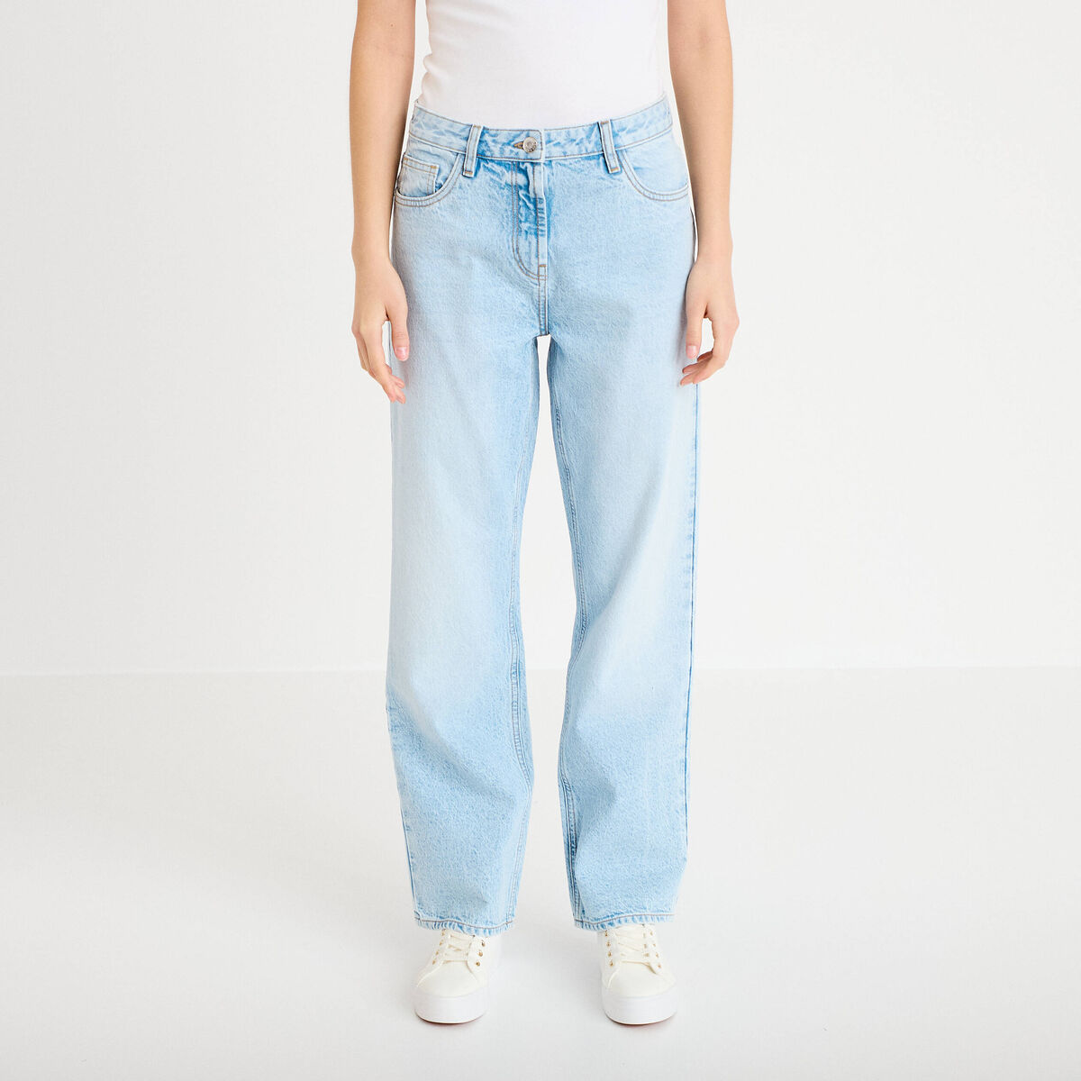 Jeans droit 5 poches denim triple stone femme