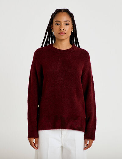 Pull manches longues bordeaux femme