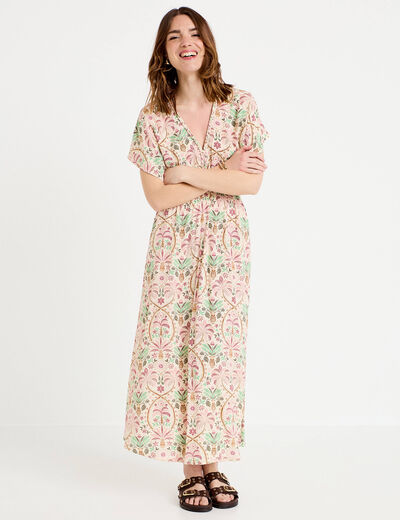 Robe longues manches courtes blanc femme