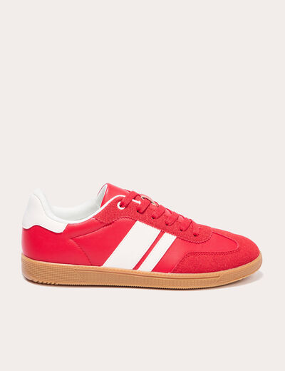 Baskets basses à lacets rouge femme