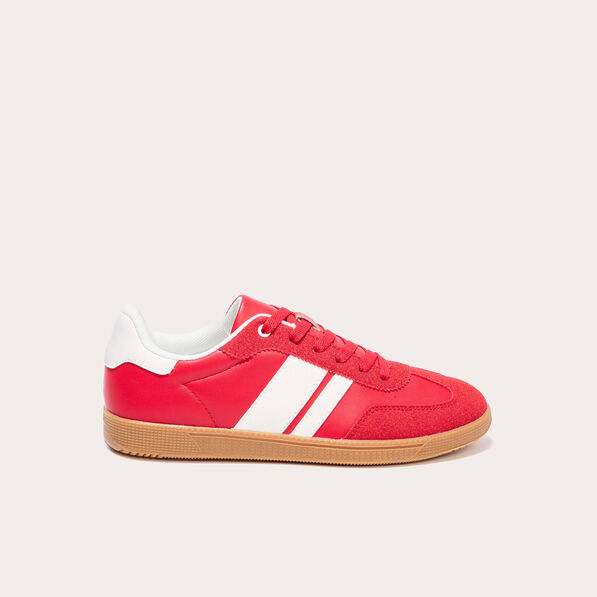 baskets basses a lacets rouge femme Baskets basses à lacets rouge femme