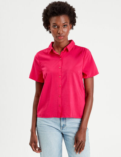 Chemise manches courtes rose fushia femme